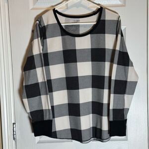 Old Navy Women's XXL Black and White Checkered Long Sleeve Shirt Cuff Sleeve